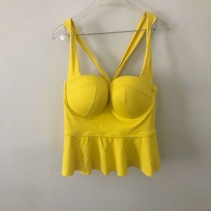 Torrid bright yellow peplum swim top
